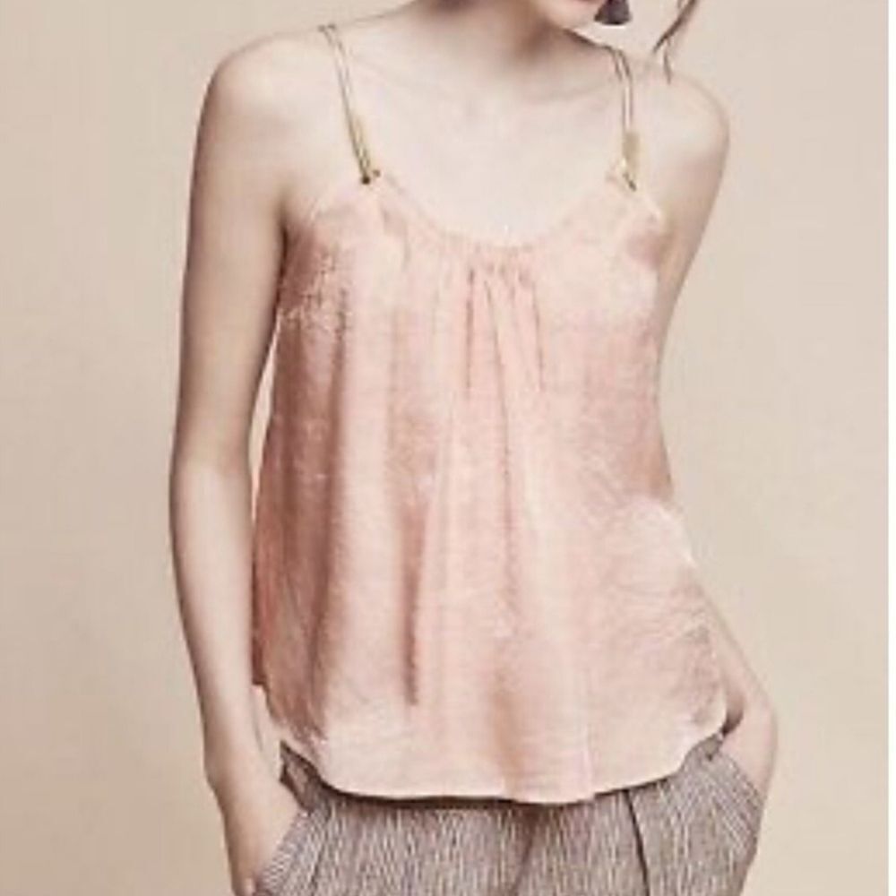 New Anthropologie Floreat Pink Glistened Cami Tank Top XL